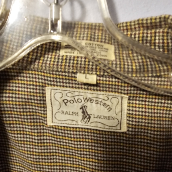 Polo Western Ralph Lauren Men's Plaid Button Down Shirt, W/ Snap Buttons, Sz.L - Picture 2 of 6